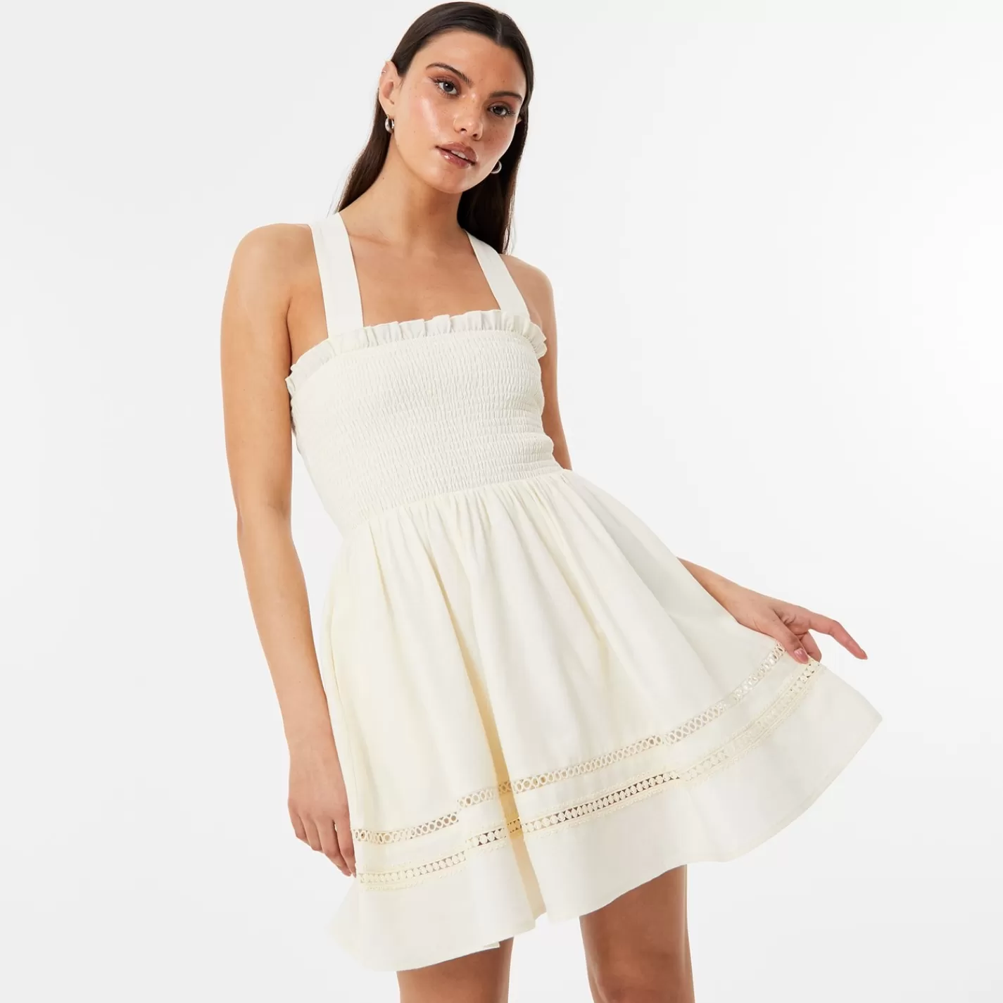 Cheap Shirred Skater Dress Women Dresses